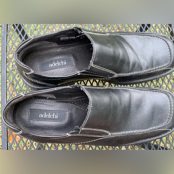 Adelchi Men’s Slip-on Black Leather Oxford Shoes - Picture 5 of 8